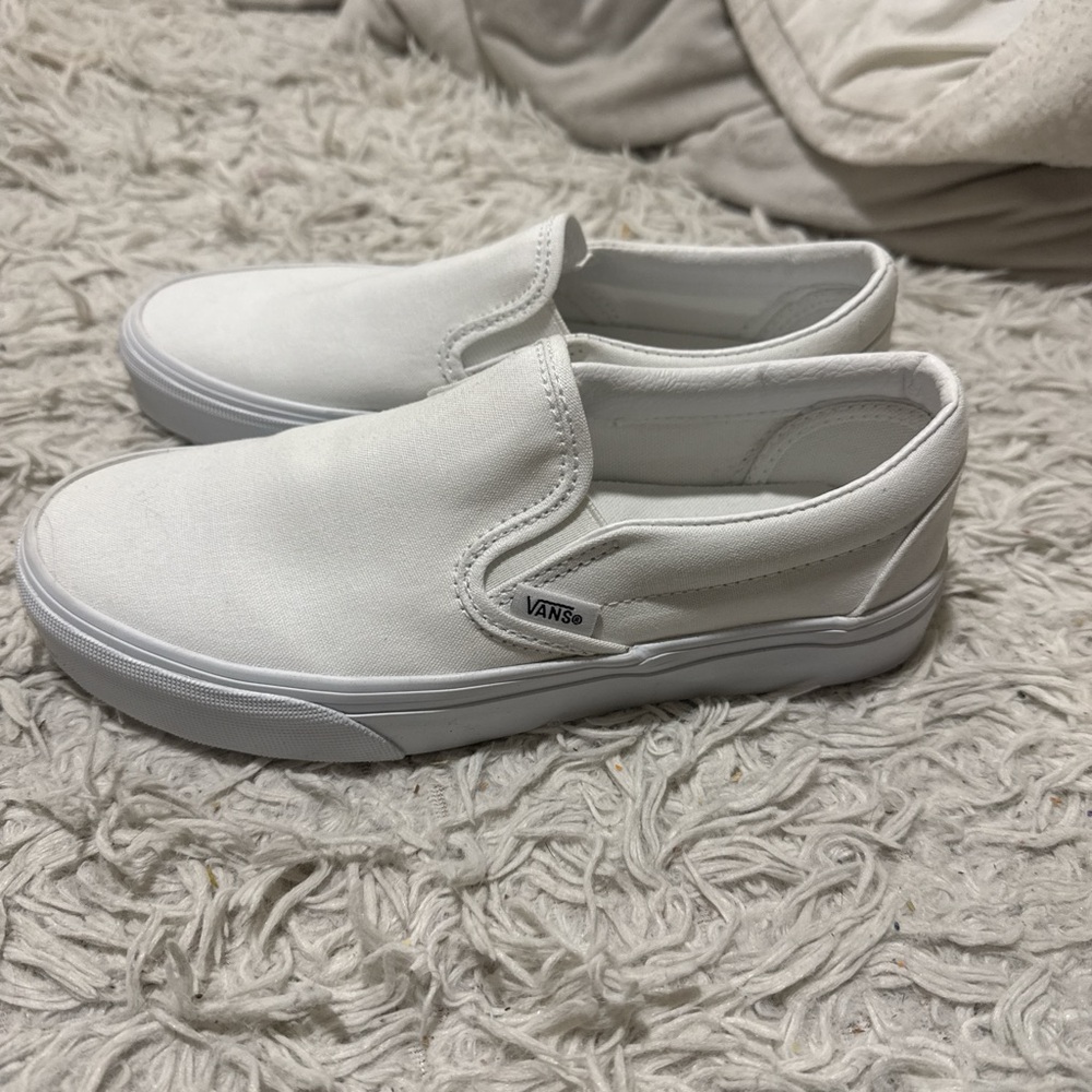 Vans Classic White Canvas Slip-Ons